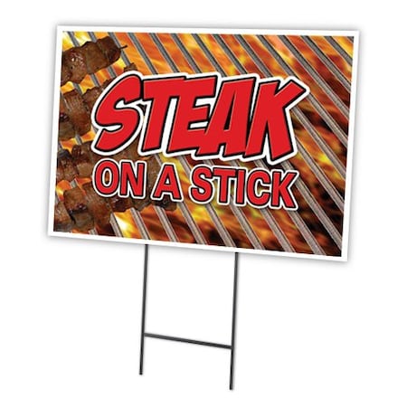 Signmission Steak On A Stick Yard Sign & Stake outdoor plastic coroplast window, C-2436-DS-Steak On A Stick C-2436-DS-Steak On A Stick